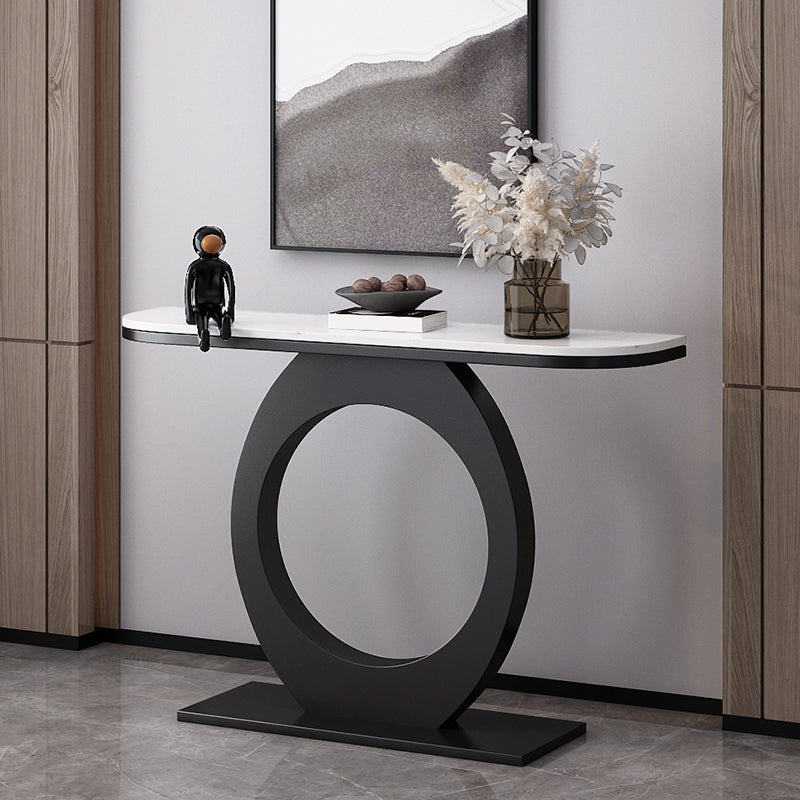 Half Moon Console Table with Pedestal Base for Hall Accent Table