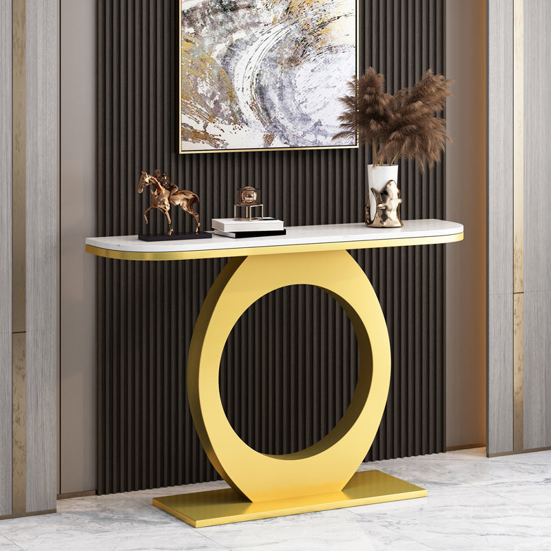 Half Moon Console Table with Pedestal Base for Hall Accent Table