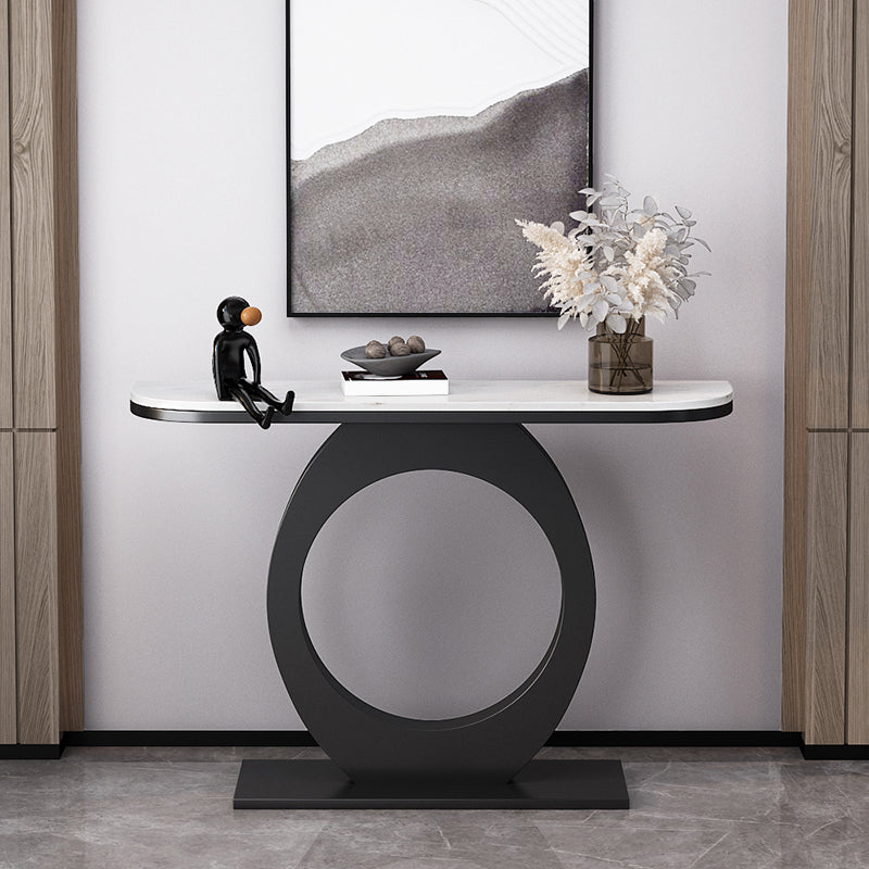 Half Moon Console Table with Pedestal Base for Hall Accent Table