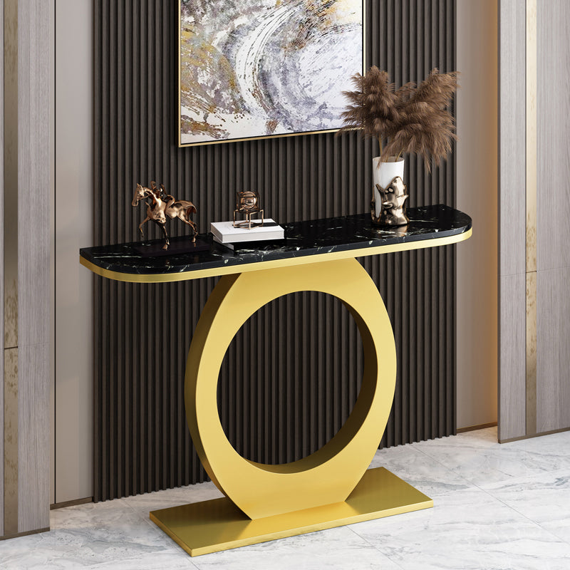 Half Moon Console Table with Pedestal Base for Hall Accent Table