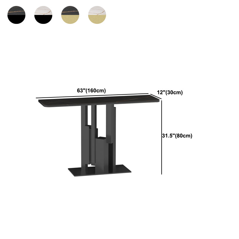 Modern Rectangle Stone Top Accent Tale with Iron Base for Hall