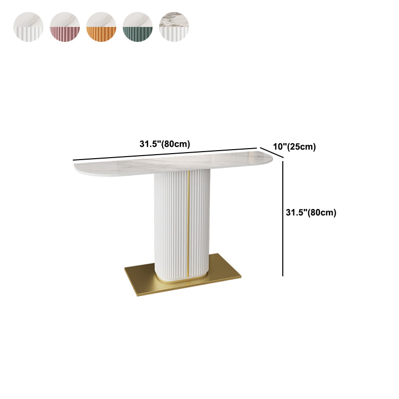 Contemporary Half Moon Top Accent Table with Golden Iron Base