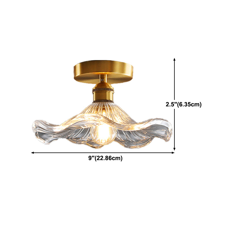 American Style Ceiling Lamp 1-Light Ceiling Mount Light with Glass Shade for Aisle