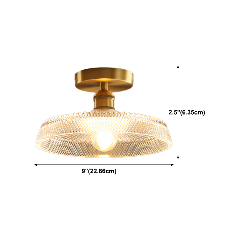 American Style Ceiling Lamp 1-Light Ceiling Mount Light with Glass Shade for Aisle