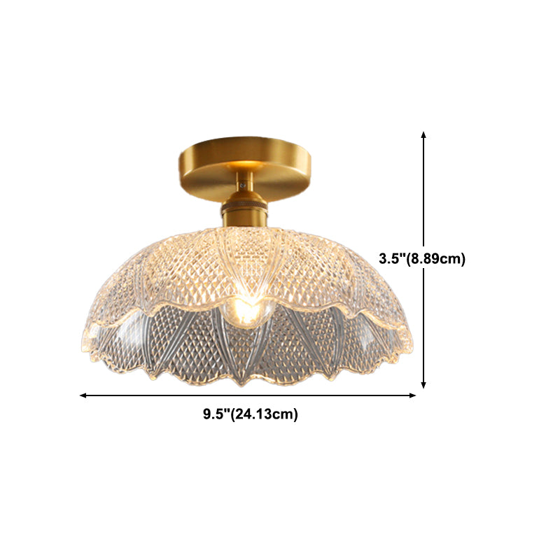 American Style Ceiling Lamp 1-Light Ceiling Mount Light with Glass Shade for Aisle