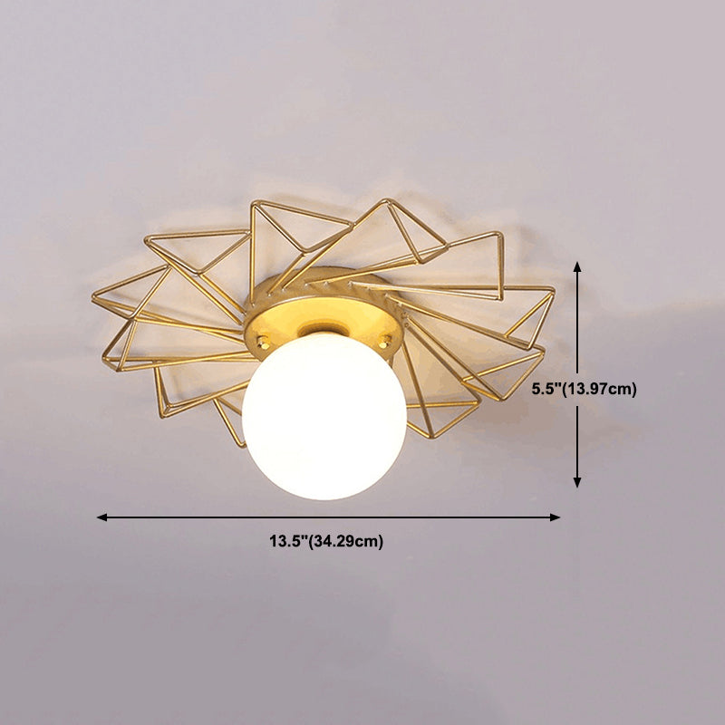 Modern Flush Lighting Glass Ceiling Mounted Light in Gold and White