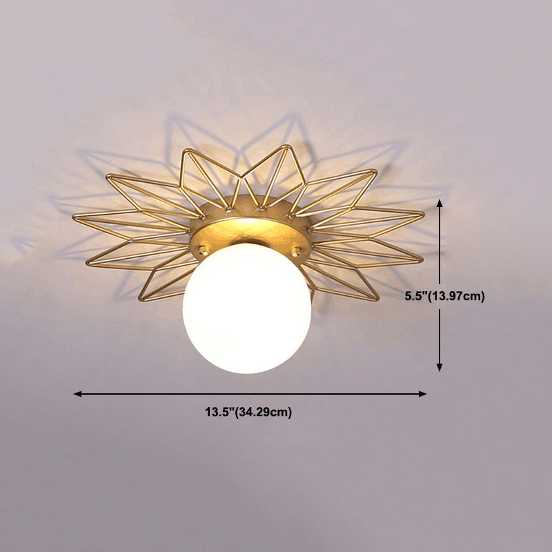 Modern Flush Lighting Glass Ceiling Mounted Light in Gold and White