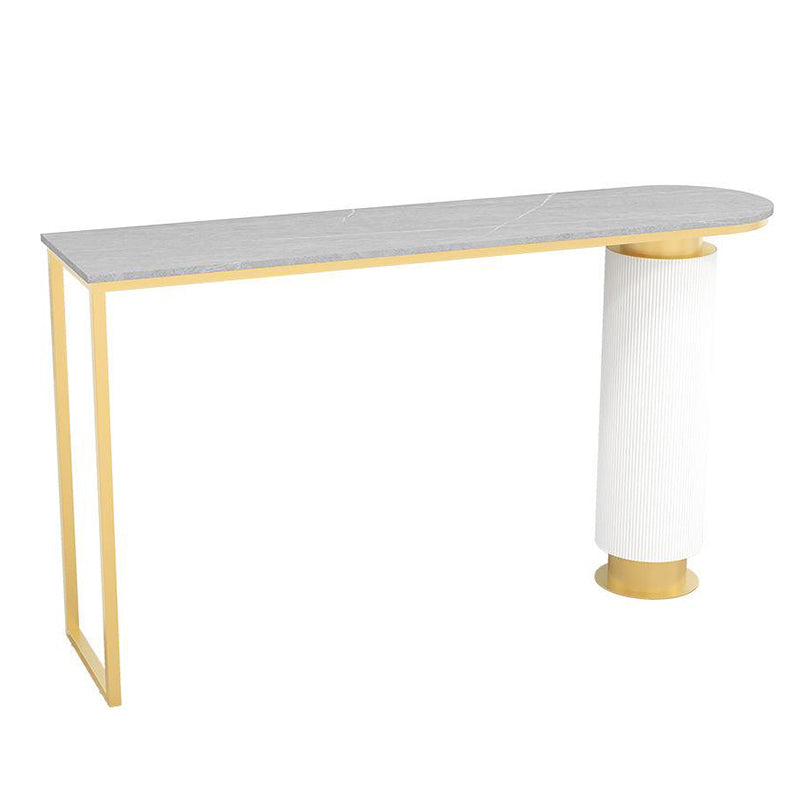 Glam Style Bar Table Stone Double pedestal Bar Dining Table for Indoor