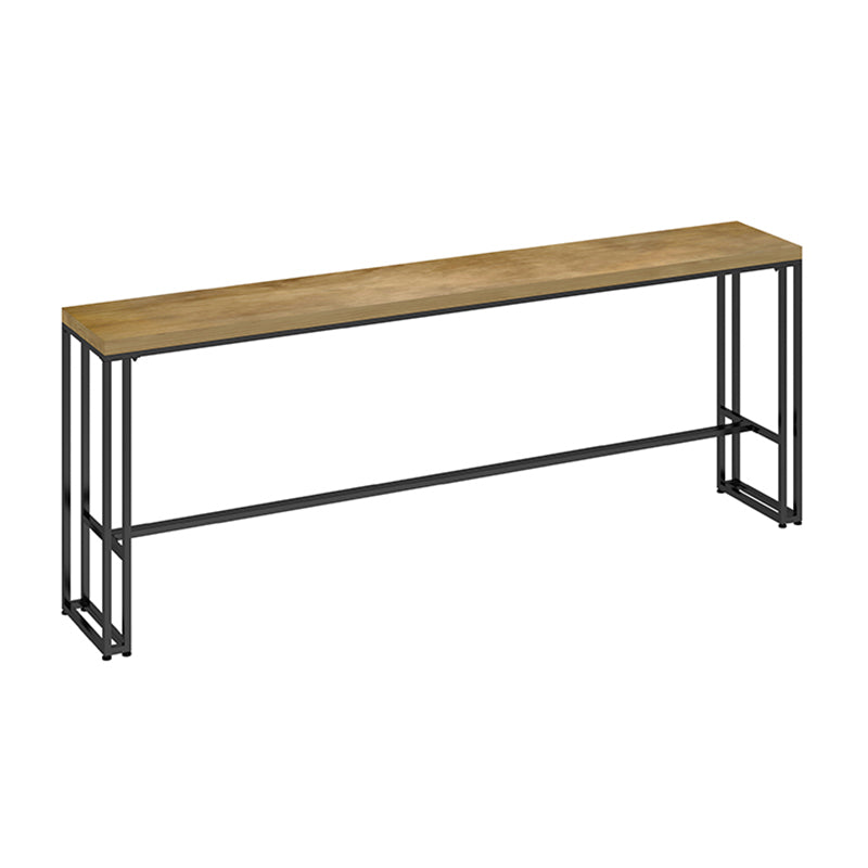 Rectangular Pine Wood Top Bar Table Modern Bar Table with Trestle Base in Black