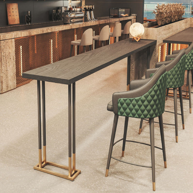 Glam Style Rectangle Bar Table Solid Wood Bar-Height Bistro Pub Table