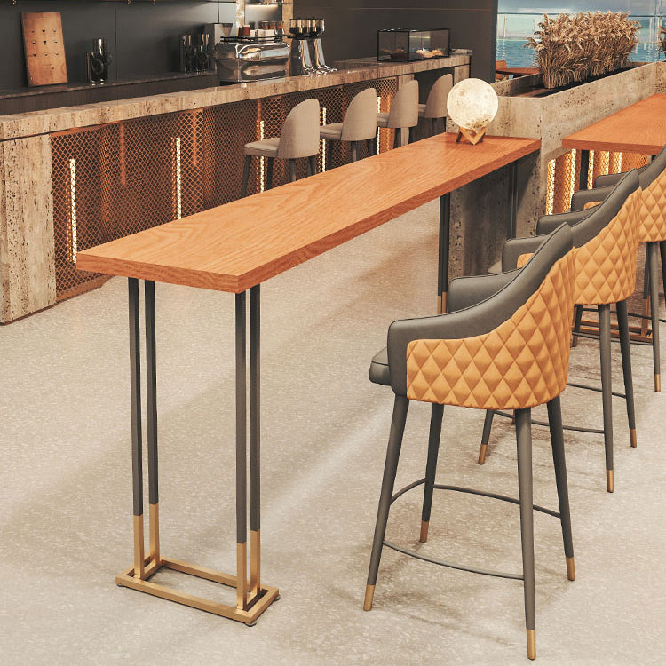 Glam Style Rectangle Bar Table Solid Wood Bar-Height Bistro Pub Table