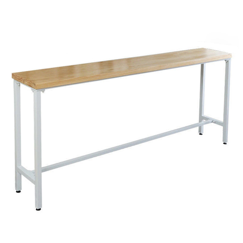 Contemporary Pub Table with White Trestle Natural Pine Wood Top Bistro Table