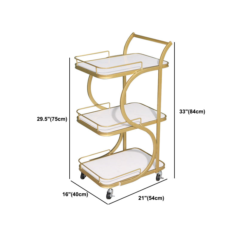 Modern Style Metal Prep Table Rolling Marble Prep Table with Open Storage