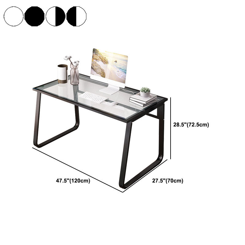 Contemporary Glass Office Desk Rectangular Writing Desk with Metal Leg