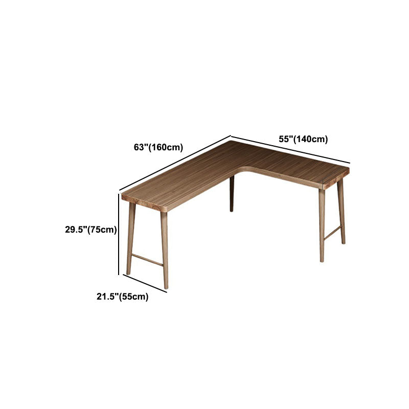 Contemporary Solid Wood Writing Desk 30" Height L-Shape Office Desk