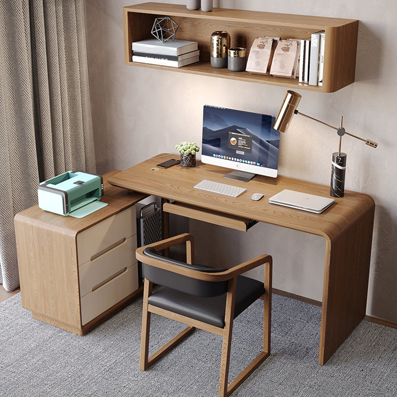 Contemporary L-Shape Office Desk Solid Wood Computer Desk for Home