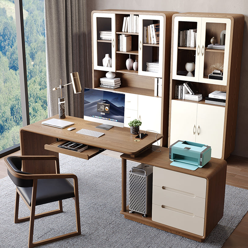 Contemporary L-Shape Office Desk Solid Wood Computer Desk for Home