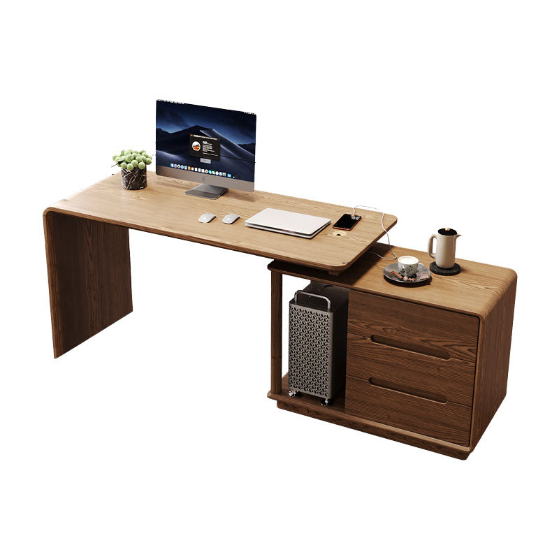 Contemporary L-Shape Office Desk Solid Wood Computer Desk for Home