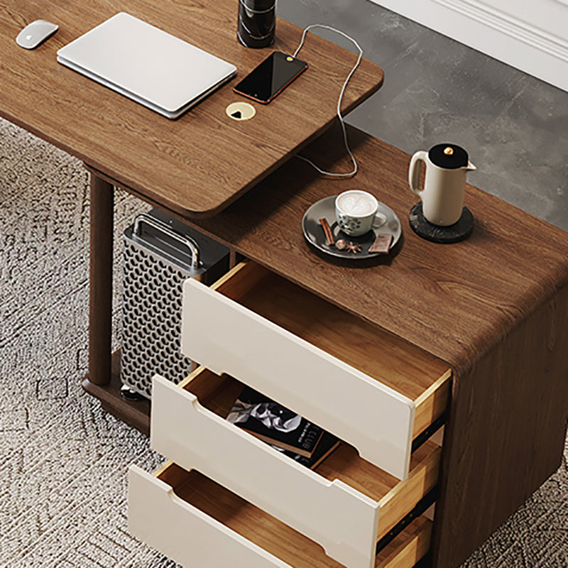 Contemporary L-Shape Office Desk Solid Wood Computer Desk for Home