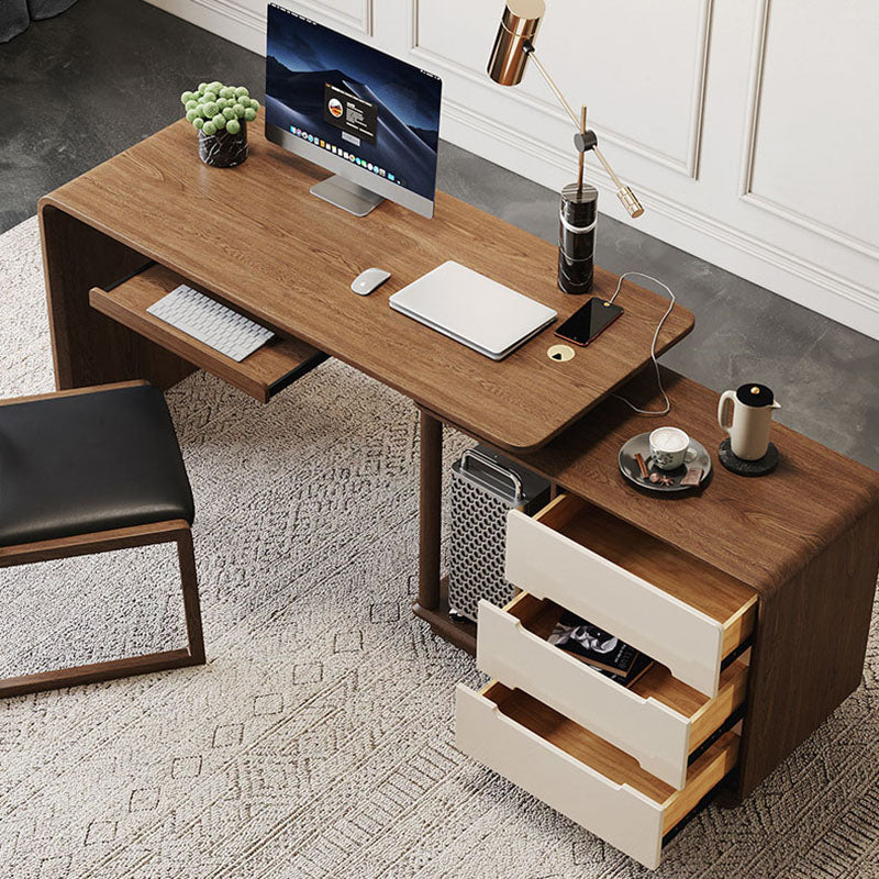 Contemporary L-Shape Office Desk Solid Wood Computer Desk for Home