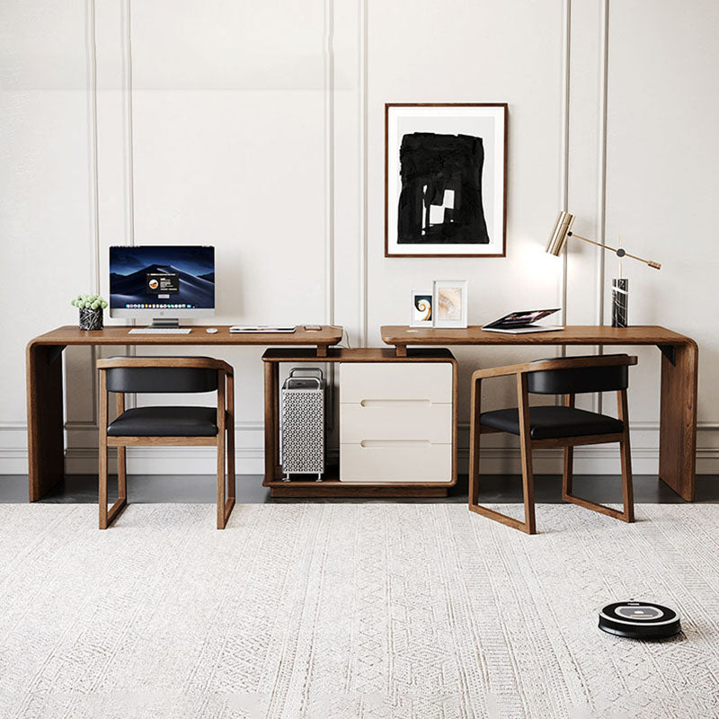 Contemporary L-Shape Office Desk Solid Wood Computer Desk for Home