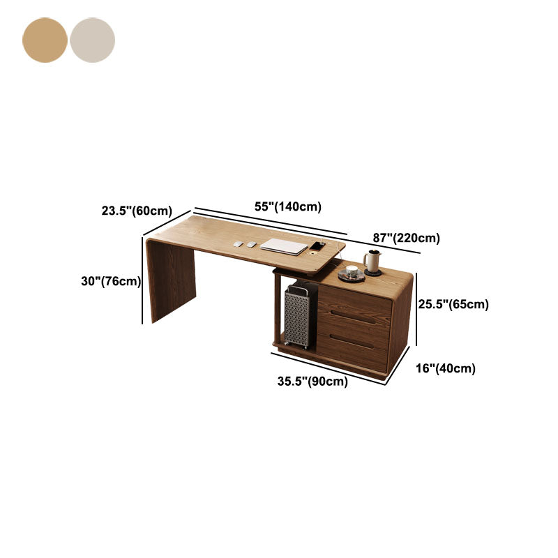 Contemporary L-Shape Office Desk Solid Wood Computer Desk for Home