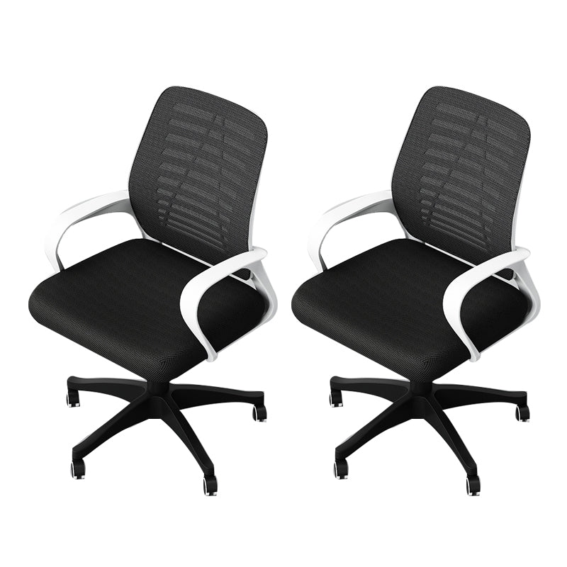 Modern Fixed Arms Office Chair Black Adjustable Slide Office Chair