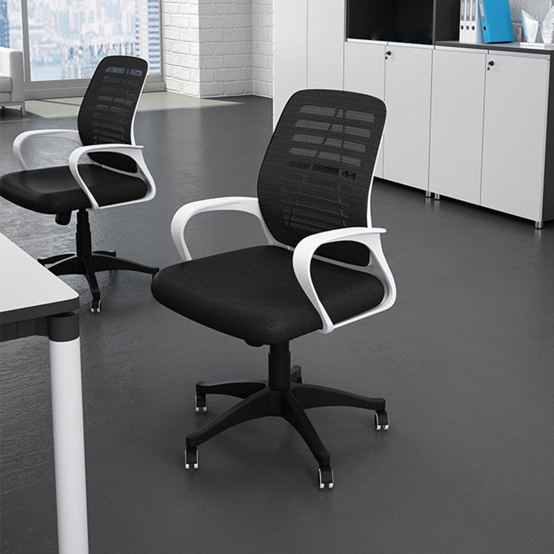 Modern Fixed Arms Office Chair Black Adjustable Slide Office Chair