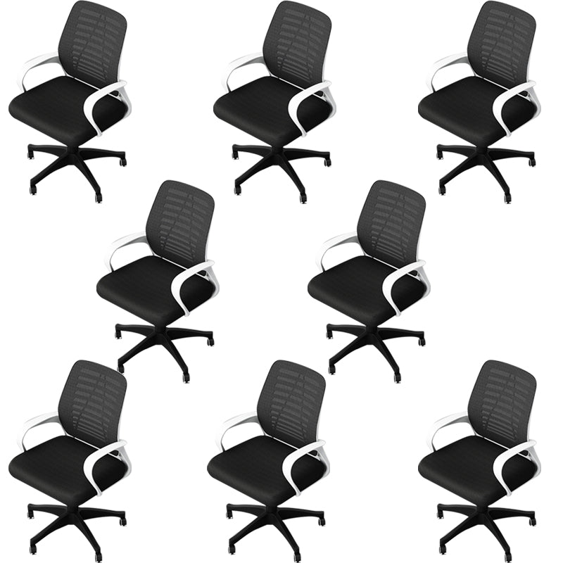 Modern Fixed Arms Office Chair Black Adjustable Slide Office Chair