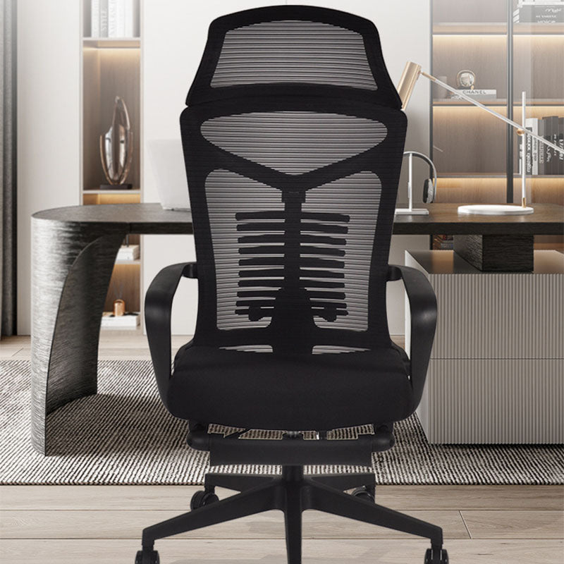 Black Modern & Contemporary Office Chair Fixed Arms Mid Back Home Office Chair