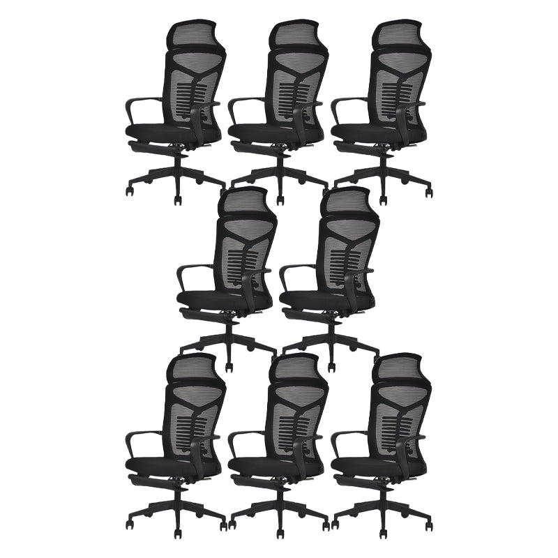 Black Modern & Contemporary Office Chair Fixed Arms Mid Back Home Office Chair