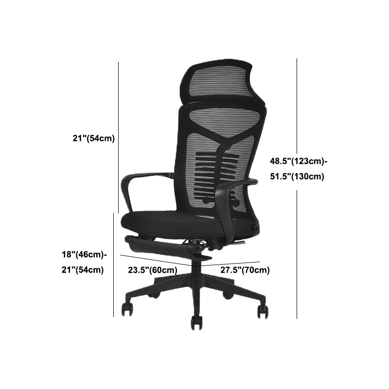 Black Modern & Contemporary Office Chair Fixed Arms Mid Back Home Office Chair