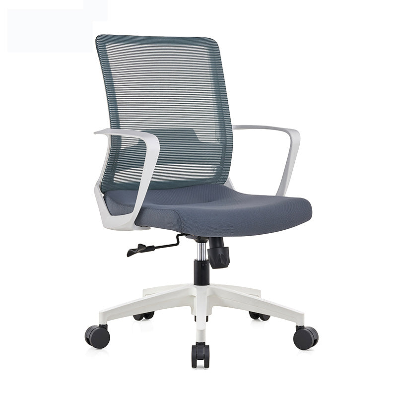 Modern Ribbed Mid Back Office Chair Chrome Arms Chair with Castor