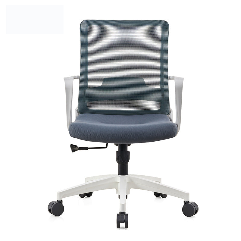 Modern Ribbed Mid Back Office Chair Chrome Arms Chair with Castor