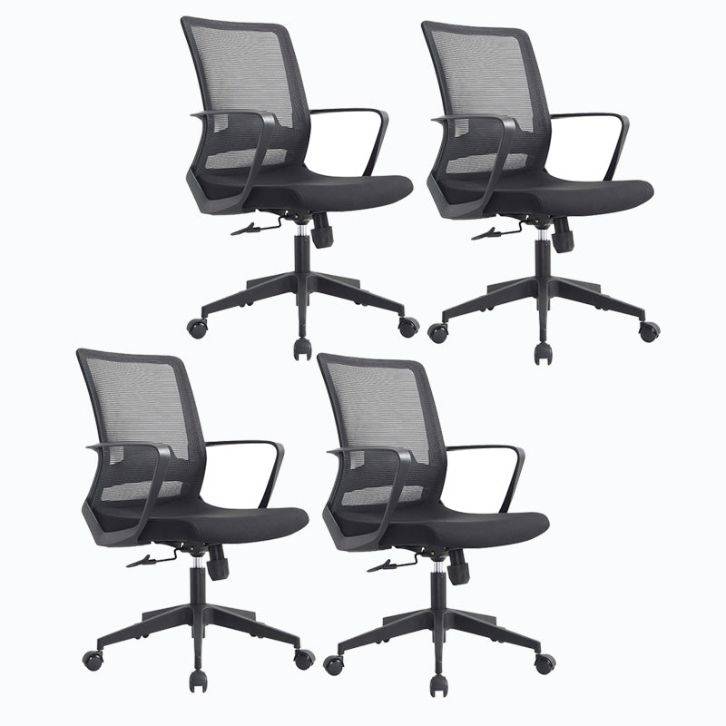 Modern Ribbed Mid Back Office Chair Chrome Arms Chair with Castor