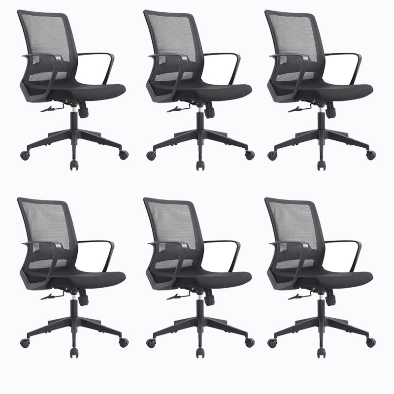 Modern Ribbed Mid Back Office Chair Chrome Arms Chair with Castor