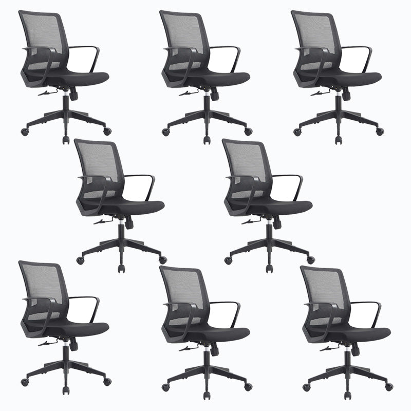 Modern Ribbed Mid Back Office Chair Chrome Arms Chair with Castor