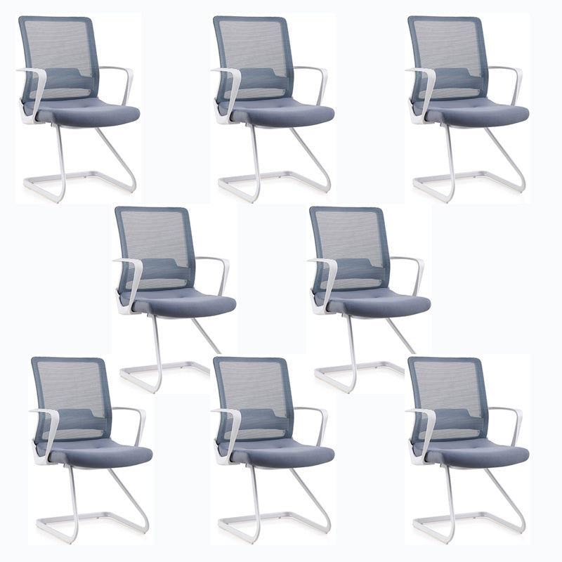 Modern Ribbed Mid Back Office Chair Chrome Arms Chair with Castor