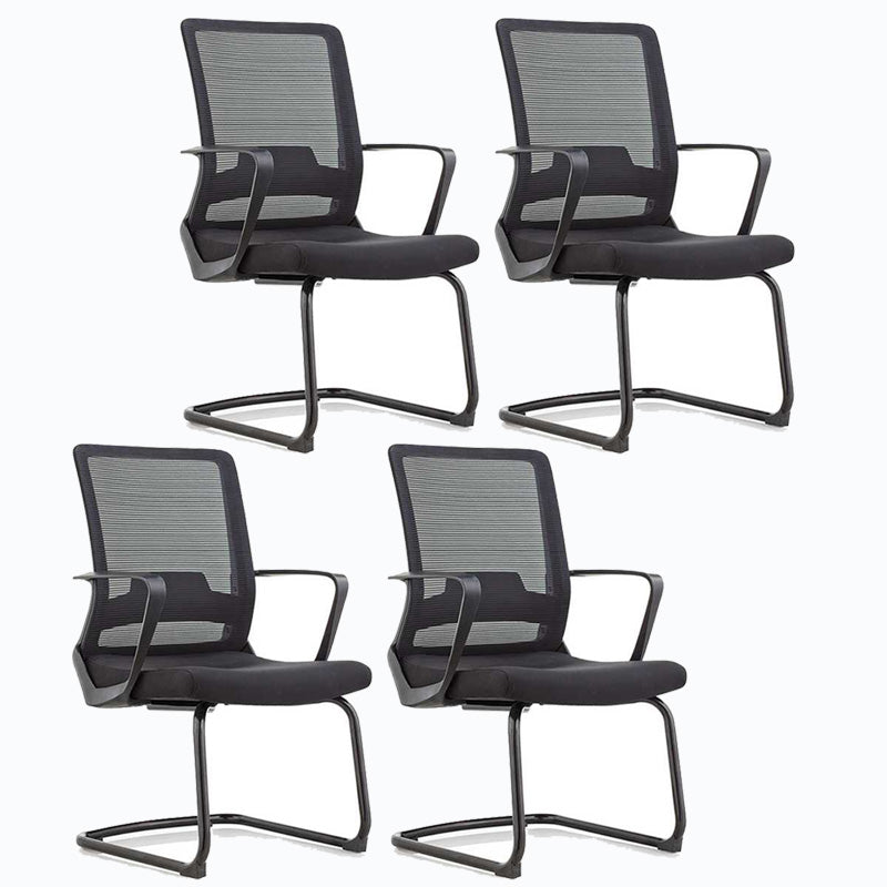 Modern Ribbed Mid Back Office Chair Chrome Arms Chair with Castor