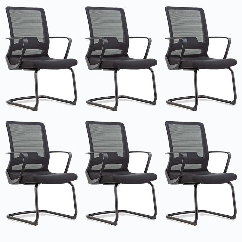 Modern Ribbed Mid Back Office Chair Chrome Arms Chair with Castor