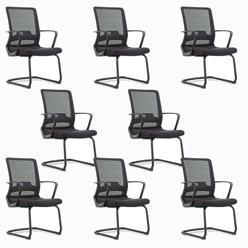 Modern Ribbed Mid Back Office Chair Chrome Arms Chair with Castor