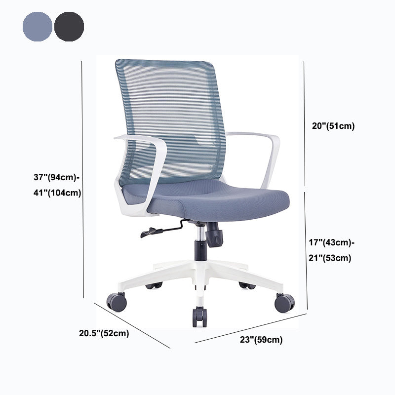 Modern Ribbed Mid Back Office Chair Chrome Arms Chair with Castor