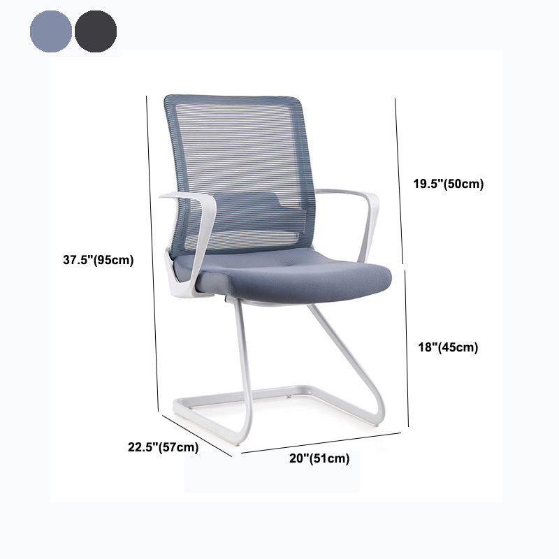 Modern Ribbed Mid Back Office Chair Chrome Arms Chair with Castor