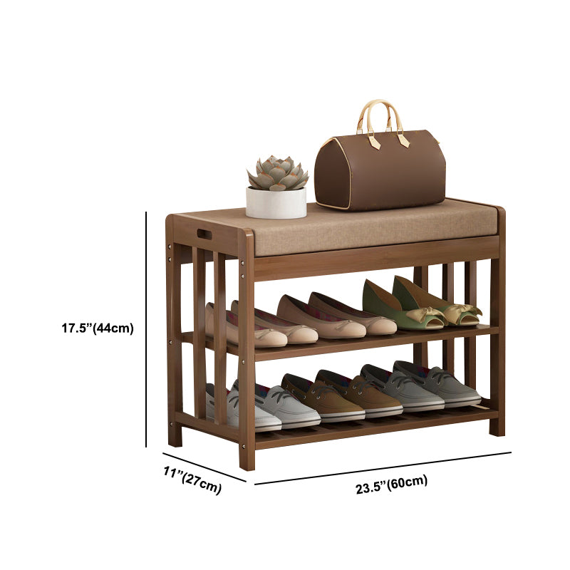 10.6"W Contemporary Entryway Bench Wood Cushioned Seating Bench