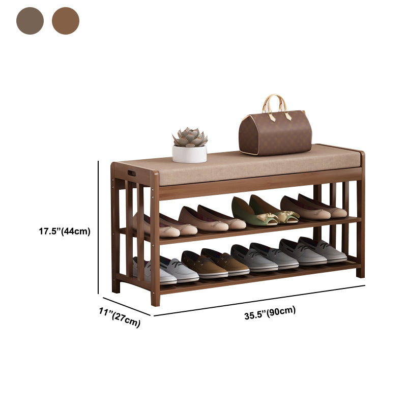 10.6"W Contemporary Entryway Bench Wood Cushioned Seating Bench