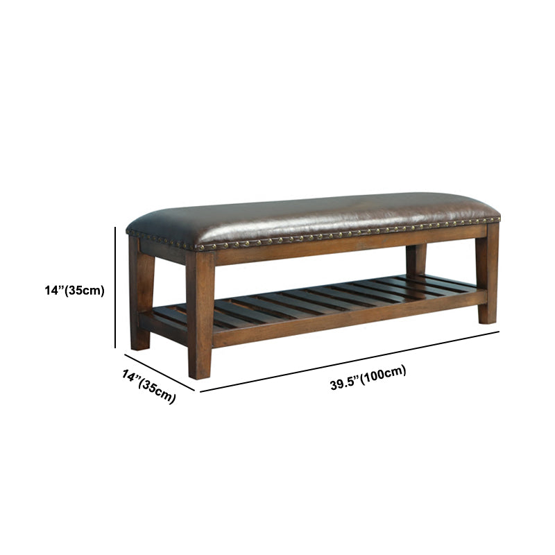 Traditional Brown Entryway Bench Upholstered Seating Bench with Legs