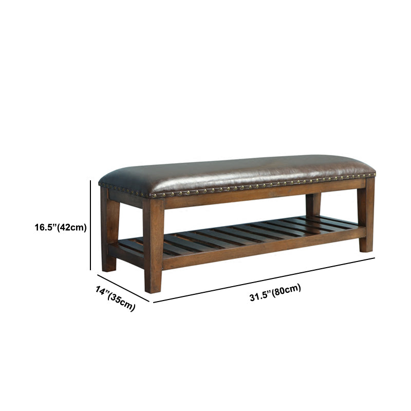 Traditional Brown Entryway Bench Upholstered Seating Bench with Legs