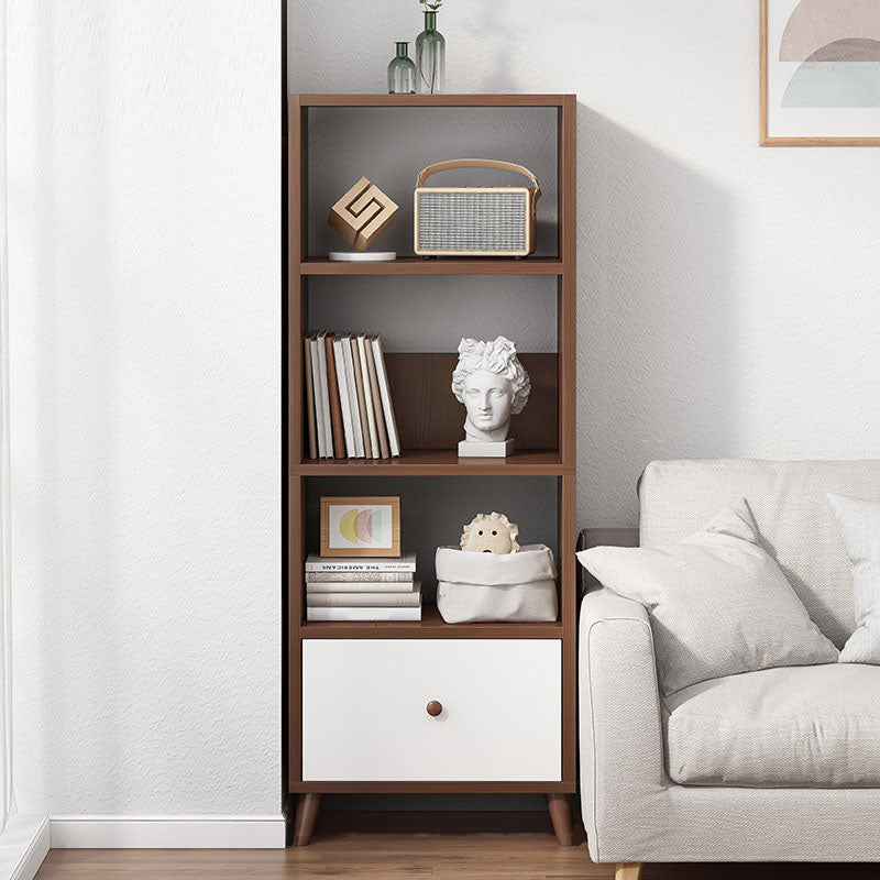 Contemporary Floor Engineered Wood Bookcase Open Shelf for Home