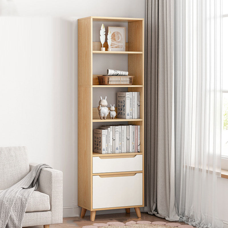 Contemporary Floor Engineered Wood Bookcase Open Shelf for Home