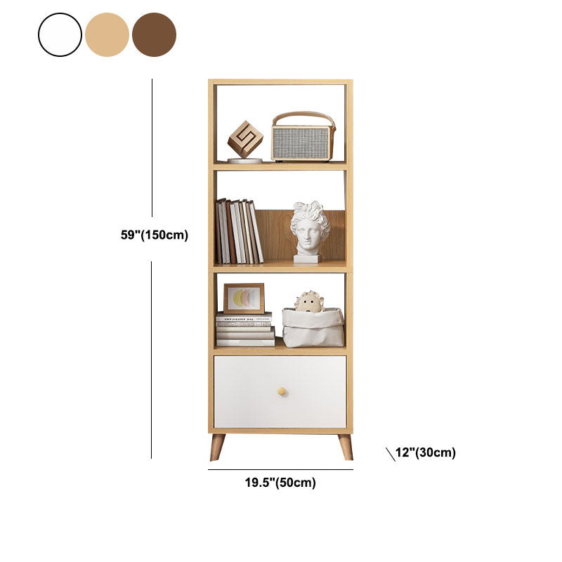 Contemporary Floor Engineered Wood Bookcase Open Shelf for Home